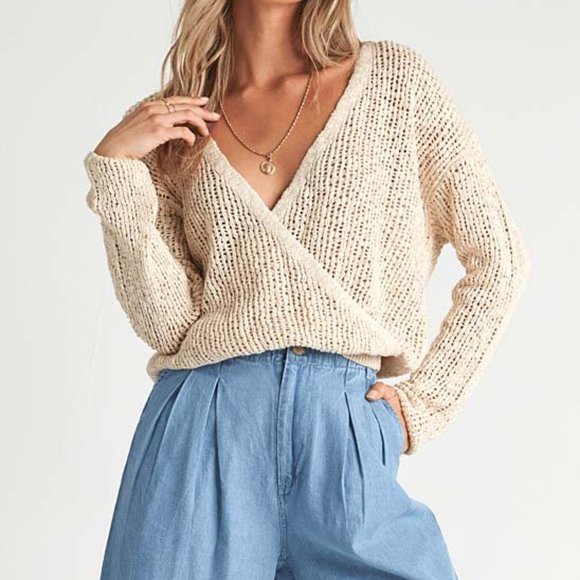 Billabong White Cap Sweet Bliss Surplice Sweater - Picture 2 of 3